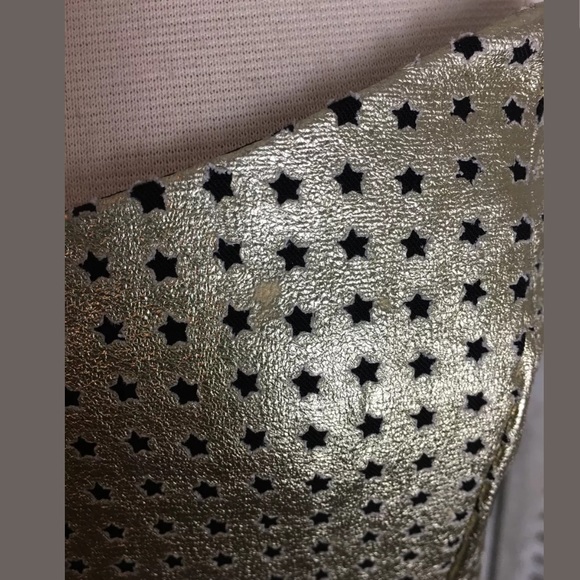 Gold Star Print Mini Dress Sz L Nwt flaw - Picture 3 of 7